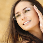 portrait of young beautiful woman wering eyeglasses